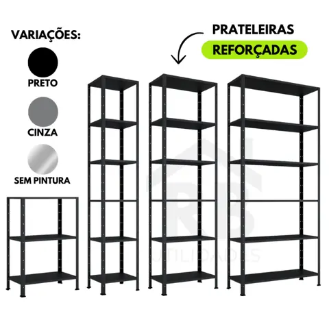 Estante Prateleira de Aço Reforçada Casa Cozinha Sala Quarto Livros Estoque Multiuso Sapateira - Preto Cinza