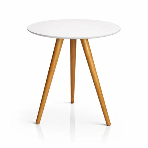 Mesa de Apoio MDF Redonda Mesa de Canto 45x70cm Branco Pé Palito Decorativo Sala Quarto Apartamento Apoio...