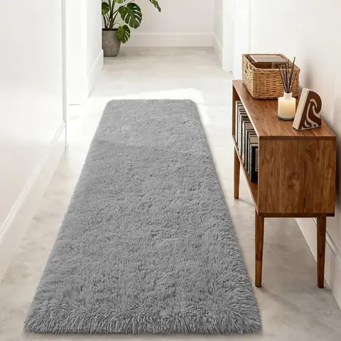 Tapete Passadeira Felpuda 2,00x0,60 Para Quarto Antiderrapante Beira Cama Corredor Sala Macia Lavável Conforto