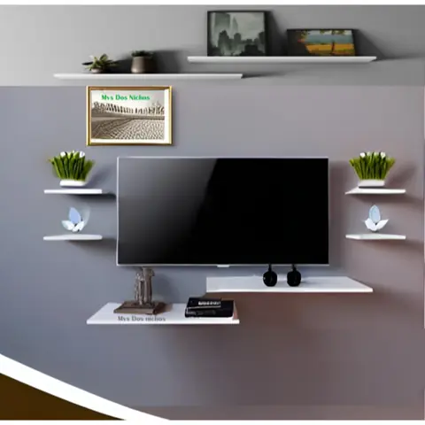 Rack Suspenso Para Quartos E Salas Com 6 Nichos Prateleiras Branco