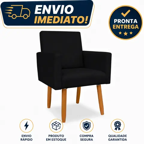 Poltrona para Sala Quarto Escritório Consultório Barbearia Escrivaninha - Poltrona Nina Pé Palito