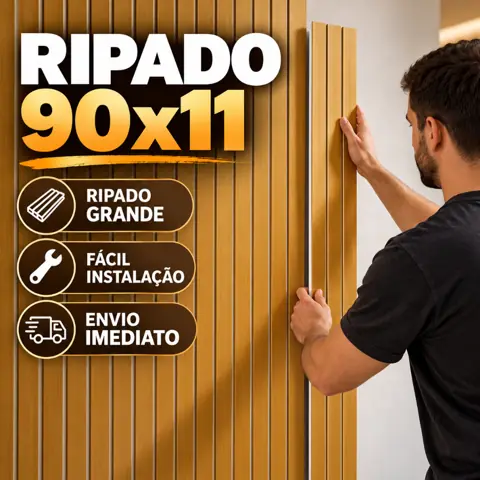 Kit Ripado Grande 90x11 Placas Decorativas Para Parede Painel Ripado MDF