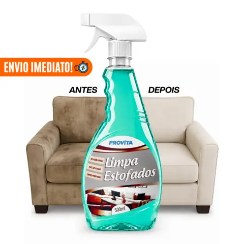 Limpa Estofados Spray Perfumado 500ml Limpeza a Seco Sofá Poltrona Banco Carro Colchão Remove Sujeira Limpeza...
