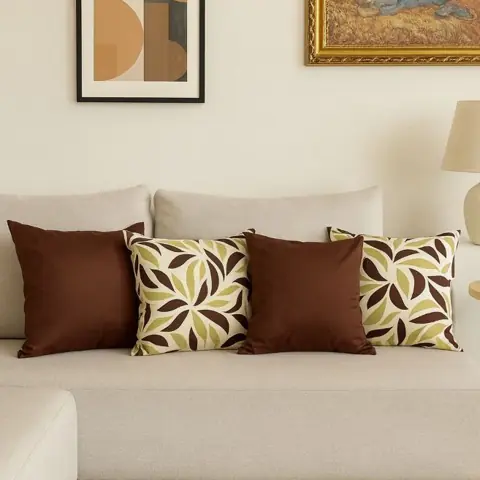 Capas de Almofada Conjunto com 4 Capas Lisas e Estampadas com Zíper