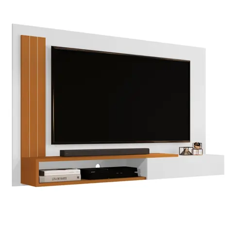 =Painel Sala Para TV Até 50 Polegadas Com Porta E Nicho Decorativo Estante De Parede Cross