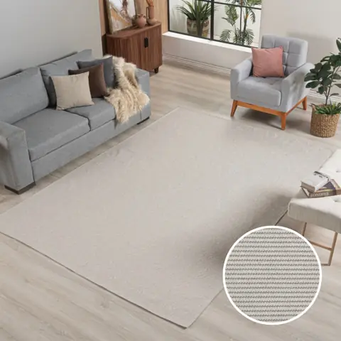 Tapete Clean Bege 2,00m x 1,40m Off White Sala Quarto Escritório Antiderrapante Moderno Sofisticado