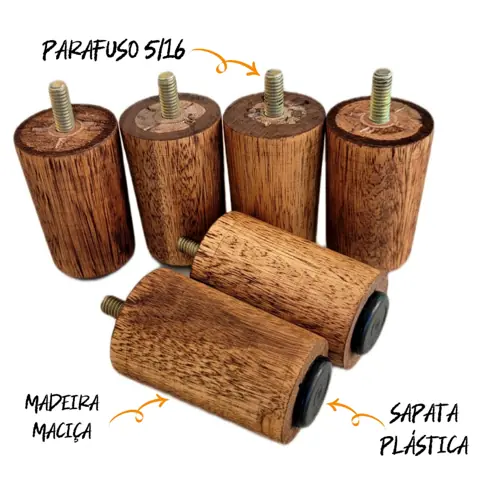 Pés para cama box e sofá de madeira com 6,5cm sapata fixa para cama solteiro casal queen e king