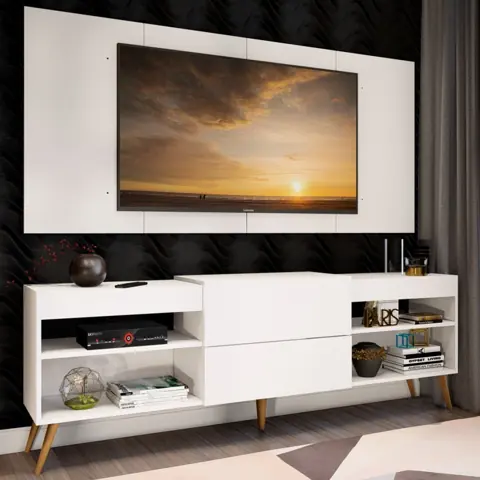 Rack com Painel para TV Até 60 Polegadas Milão 1 Porta 2 Prateleiras