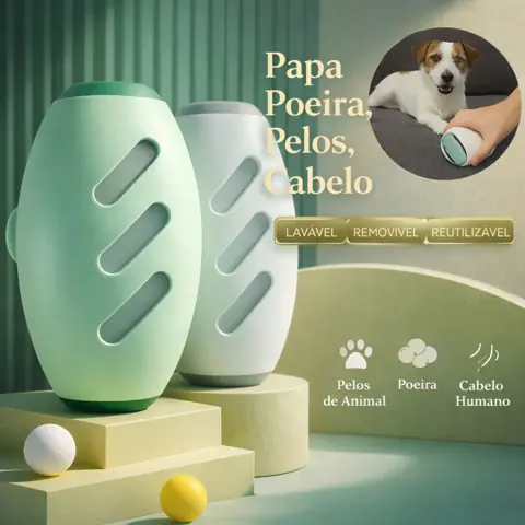 Rolo Tira Pelos Lavável Reutilizável Removedor de Pelos para Roupas Sofá Carpete e Tecidos