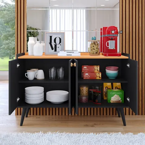 Aparador buffet retrô 4 e 2 portas - modelos kiev dallas e linea elegância e funcionalidade para sua sala