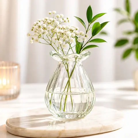 Mini Vaso Vidro Pequeno Ondulado Jarro Decoração Transparente Arranjo Flores Eventos Centro de Mesa