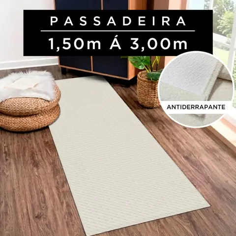 Tapete Passadeira Antiderrapante Lavável em Máquina Beira Cama Algodão Diversas Medidas Sala Quarto