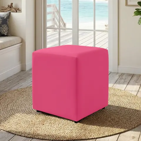 01 Capa De Puff Quadrado 40x40 Malha Helanca Com Elástico