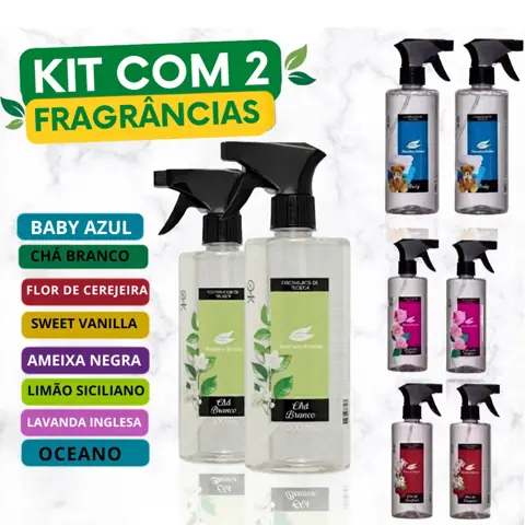 Kit 2 Odorizador de Tecidos 500ml Amazônia Aromas - Cheirinho de Roupa Limpa para Casa Sofá Cortina