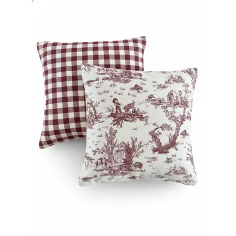 Kit Capas de Almofada sofá em Tecido Jacquard Estampado Toile de Jouy Xadrez Diversas Cores