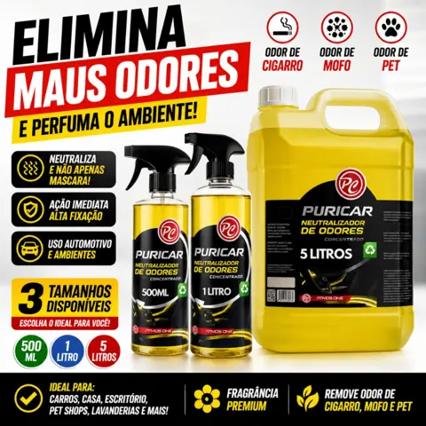Cheirinho Neutralizador Eliminador De Odores Carro Casa Spray Perfumado Puricar Perfect Cars Cigarro Mofo Pet...