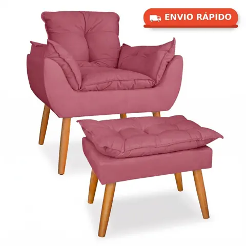 Poltrona opala e puff para sala de estar e amamentação lx