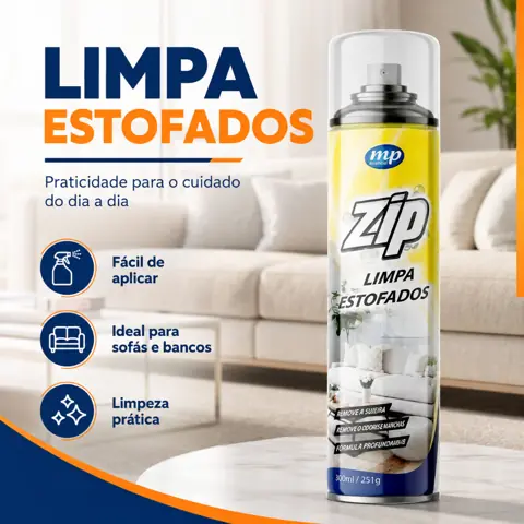 Zip Clean Limpa Estofados Espuma Magica Removedor Manchas Gordura Limpeza Profunda Sofa Carro 300ml