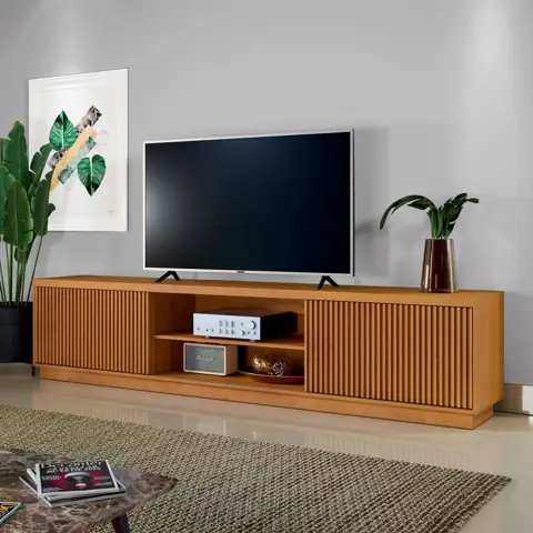 Rack Ripado para TV até 75 Polegadas 100% MDF 180cm 2 Portas Logan 180