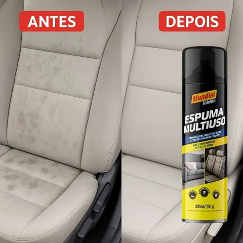 Espuma Multiuso Mágica Limpeza Automotiva a Seco 300 ML Limpa Estofados Tecido Tapete