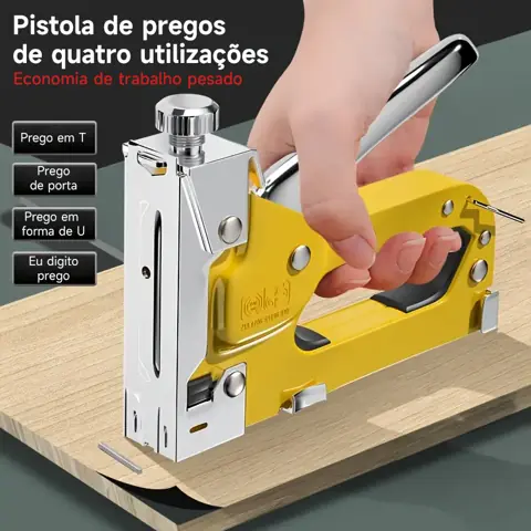 Grampeador de Tapeceiro Alta Pressão Profissional Manual + 100 Grampos Ferramentas Profissional