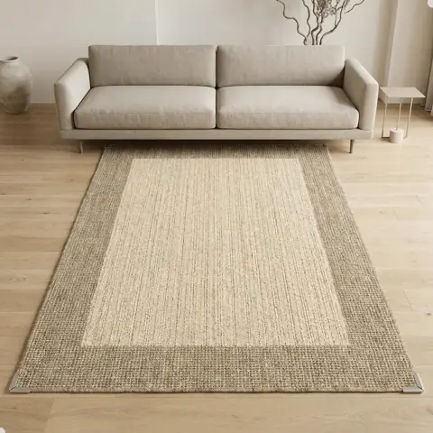 Tapete Para Sala Lancer Sisal 150x200 Bege Antiderrapante Lavável Quarto Escritório Fácil Limpeza