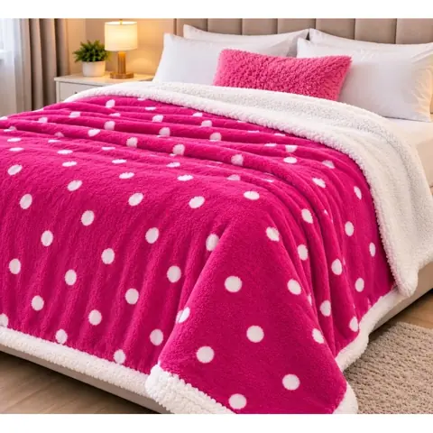 Manta Pelinho Sherpa Casal 2,20 x 2,00 Poá Dupla Face Quentinha Macia Inverno