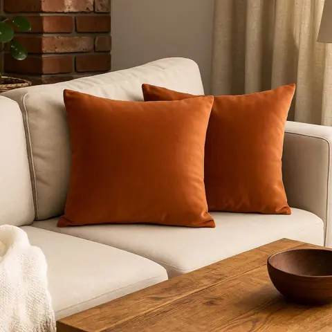 Kit 2 Capas de Almofada Suede Veludo 45x45 Decoração Sala com Zíper