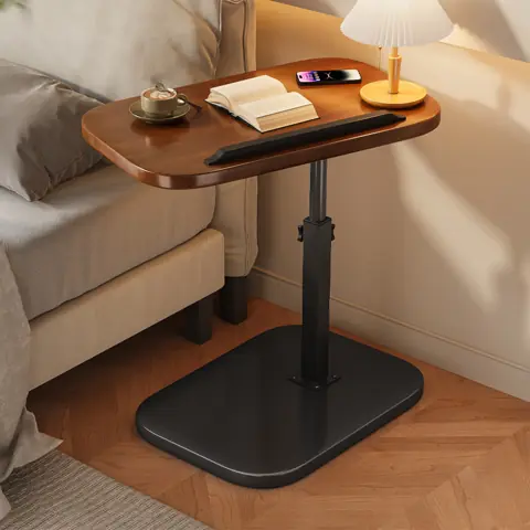 Mesa lateral moderna para sala de estar e quarto - Mesa de centro pequena de madeira com base e mesa lateral