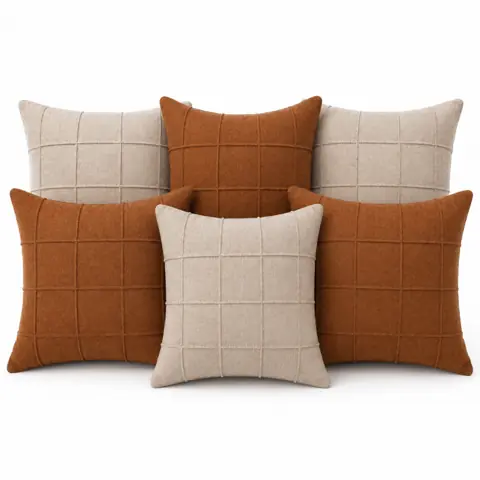 Kit com 6 Capas de Almofada de Linho 40x40 Linho Premium Decorativa Zíper Sofá Sala Quarto