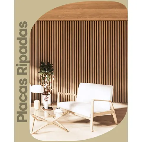 Kit 20 Até 100 Placas Ripados Revestimentos Painel Decorativo MDF 45cmx10cm PREMIUM Sala Tv Quarto