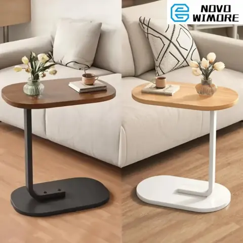 Mesa De Apoio Lateral Portátil Para Sofá Cama E Notebook, Estrutura De Ferro E Tampo Em MDF