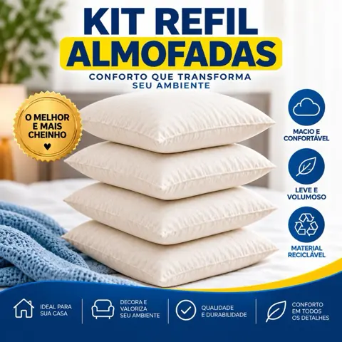 Refil Enchimento para almofadas kit com 2 e 4 50x50. Entrega muito rápida