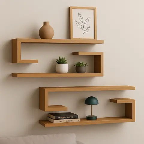 Kit de Nichos Em Formato Jota Sala Escritório Prateleira Decorativa Parede