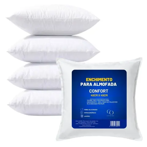 Almofadas Decorativas Para Sofá Cheias Kit 2 4 6 10 Unidades Fibra Siliconada Tamanho 45x45