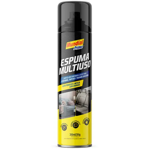 Limpa estofado/Espuma de Limpeza Multi Uso Limpa a Seco 300ml/250gr - Mundial