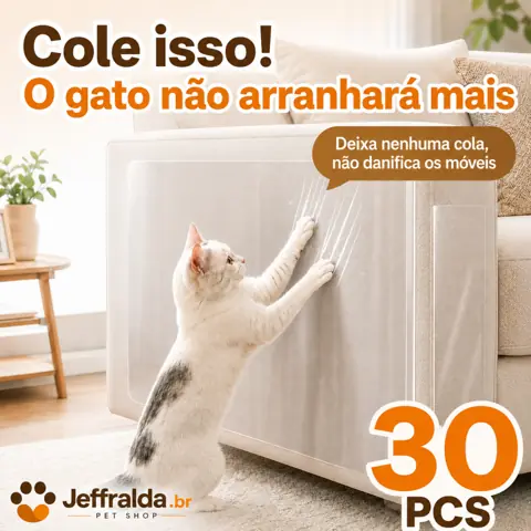 Kit 30 Peças Protetor Sofá Gato Transparente Anti Arranhões Adesivo Flexível para Cantos - Película Proteção...