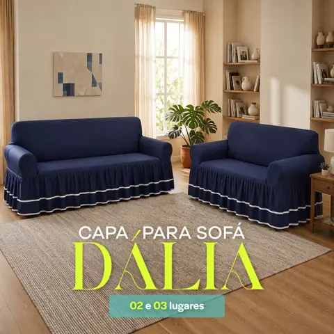 Capa Protetora para Sofá Dália 2 e 3 Lugares - Lavável e Decorativa