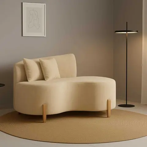 Sofá Orgânico Namoradeira Curvo Visammer Com Tecido Veludo Decorativo C/02 Almofadas Com Espumas D26