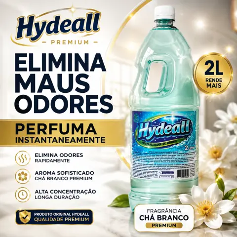 Neutralizador De Odores Hydeall 2L Chá Branco Premium Elimina Maus Odores Perfuma Instantaneamente