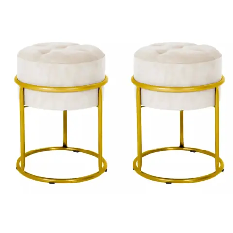 kit 2 Puff Argola De ferro Banqueta de Sala Quarto Penteadeira Decoração Escolha Sua Cor
