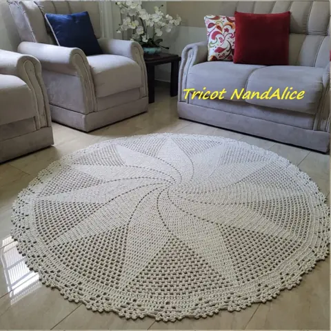 Tapete Redondo Extra Cru 1.50m, Para Copa/Sala/Quarto. Produto 100% Artesanalmente