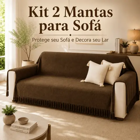 Kit 2 Mantas Para Sofá 4,00M x 1,80M / 3,00M x 1,80 / 2,40 x 1,80 / 2,10 x 1,20 King Luxuosa Gigante Decora