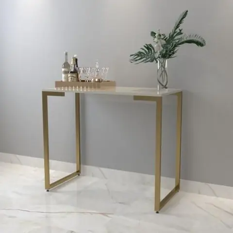 Aparador de Sala Estilo Industrial em Aço Carbono Mesa Buffet Balcão Pé Dourado Elegante