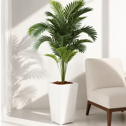 Palmeira Artificial Grande 1,15m com Vaso Decorativo - Planta Artificial Realista para Sala e Escritório