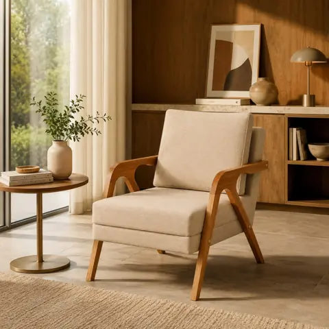 Poltronas Mona Design Estofada Decorativa Luxo Pés De Madeira Maciça Sala Estar Recepção