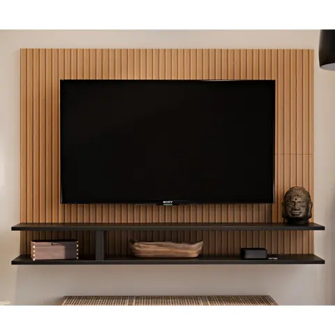 Painel para TV 50 Polegadas Milão Sala Quarto com Nicho e Prateleira Decor - Quality Móveis