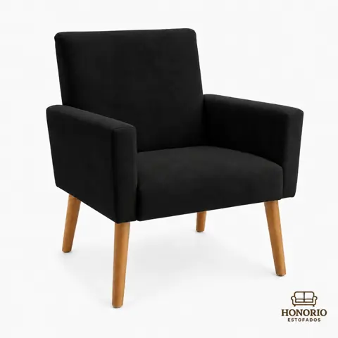 Poltrona Estofada Nina Suede Decorativo Sala Quarto Barbearia Estúdio de Tatuagem Recepção Loja