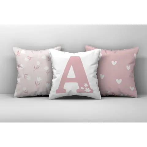 Kit 3 Capas de Almofadas Decorativas Rosa Cute Florzinha Inicial
