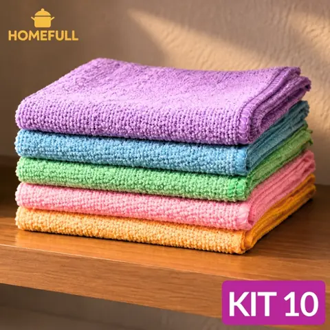 Kit 10 Panos De Limpeza Microfibra alta absorção Multiuso
